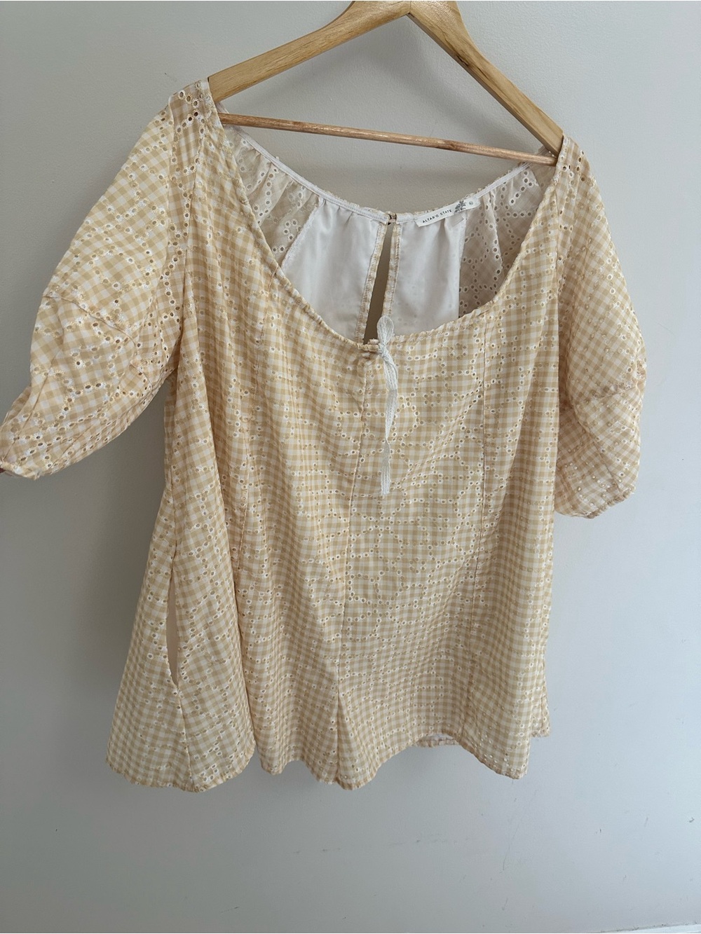 Altar'd State Yellow Gingham Eyelet Romper